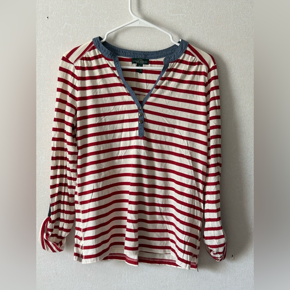 Lauren Ralph Lauren | Red and White Striped Shirt | Size Medium